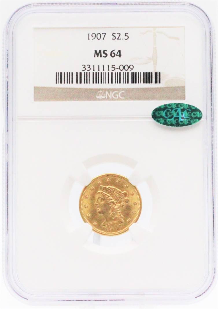 1907 NGC MS64 $2.50 Gold Liberty CAC
